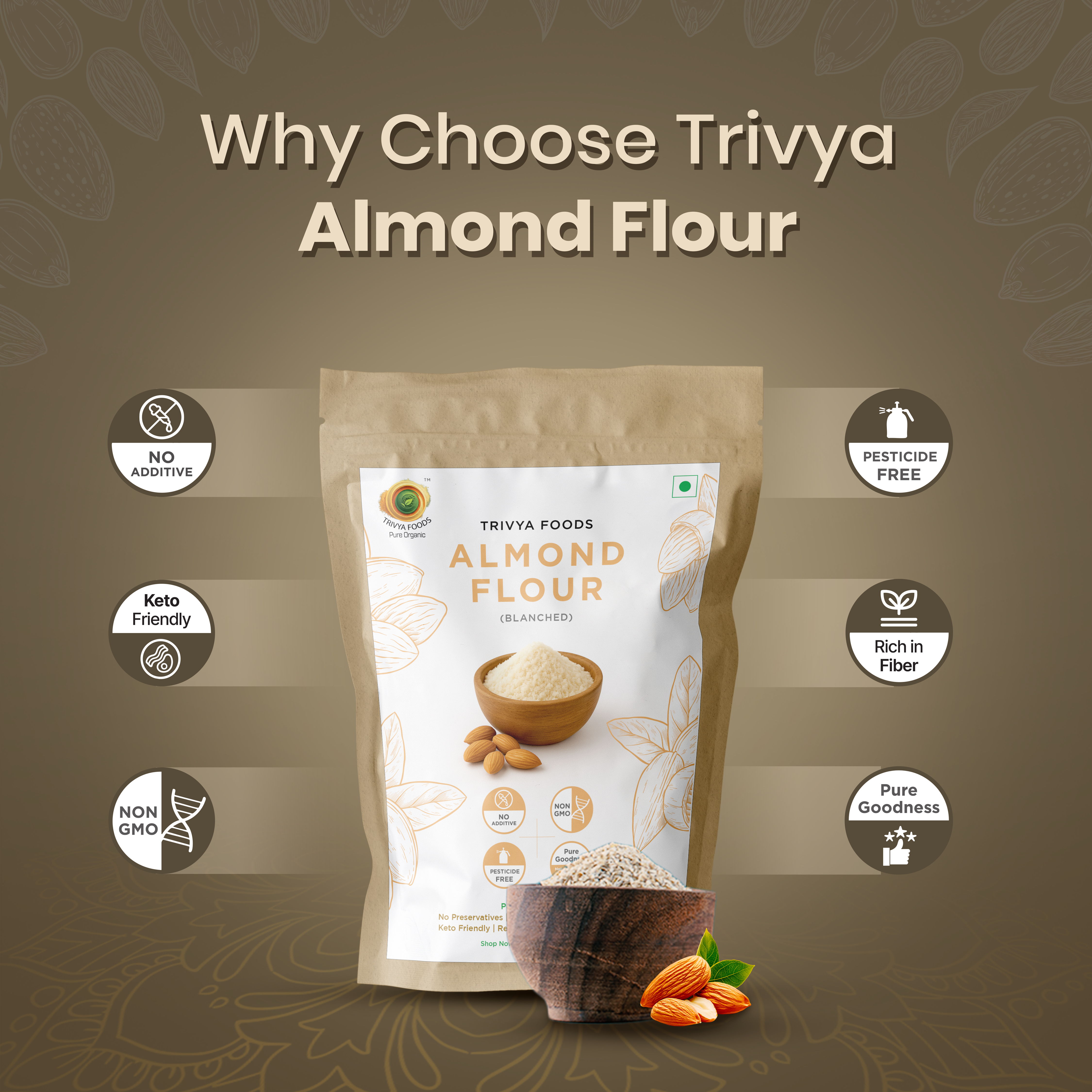 Almond Flour (Blanched) | Gluten-Free, Keto-Friendly, Fine Texture for Baking & Cooking