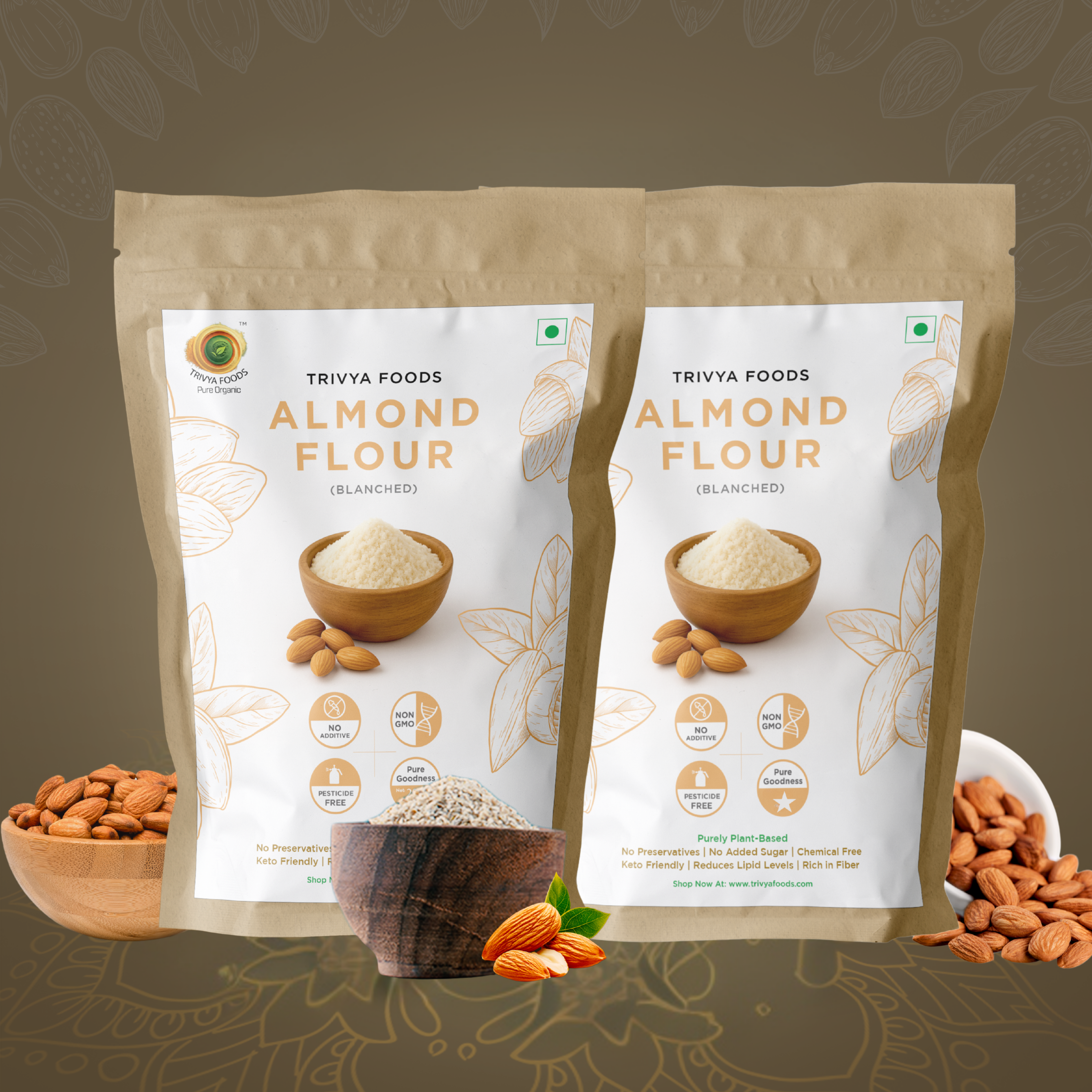 Almond Flour (Blanched) Pack of 2 | Gluten-Free, Keto-Friendly, High-Protein Baking Flour