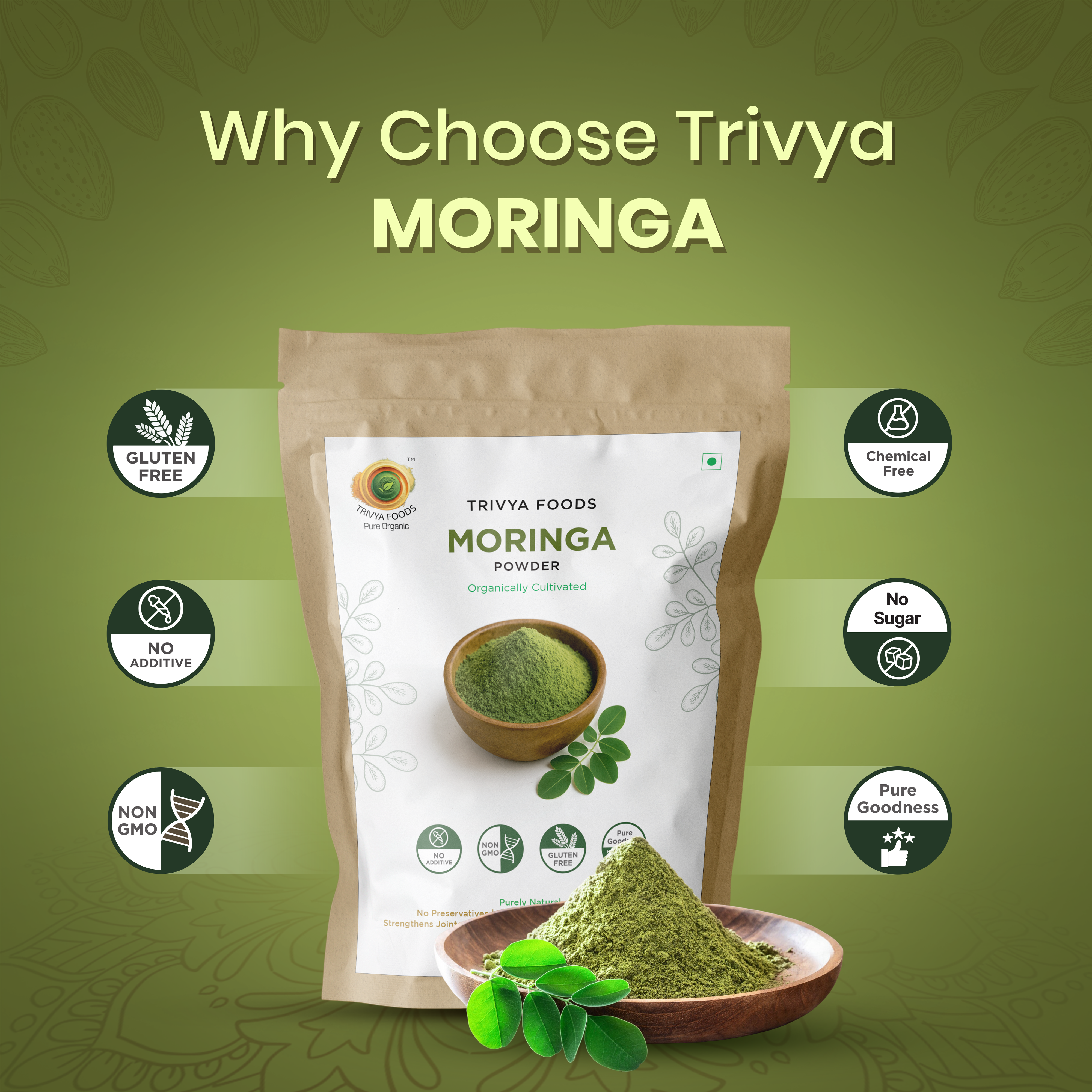 Pure moringa powder 100g pack at best price