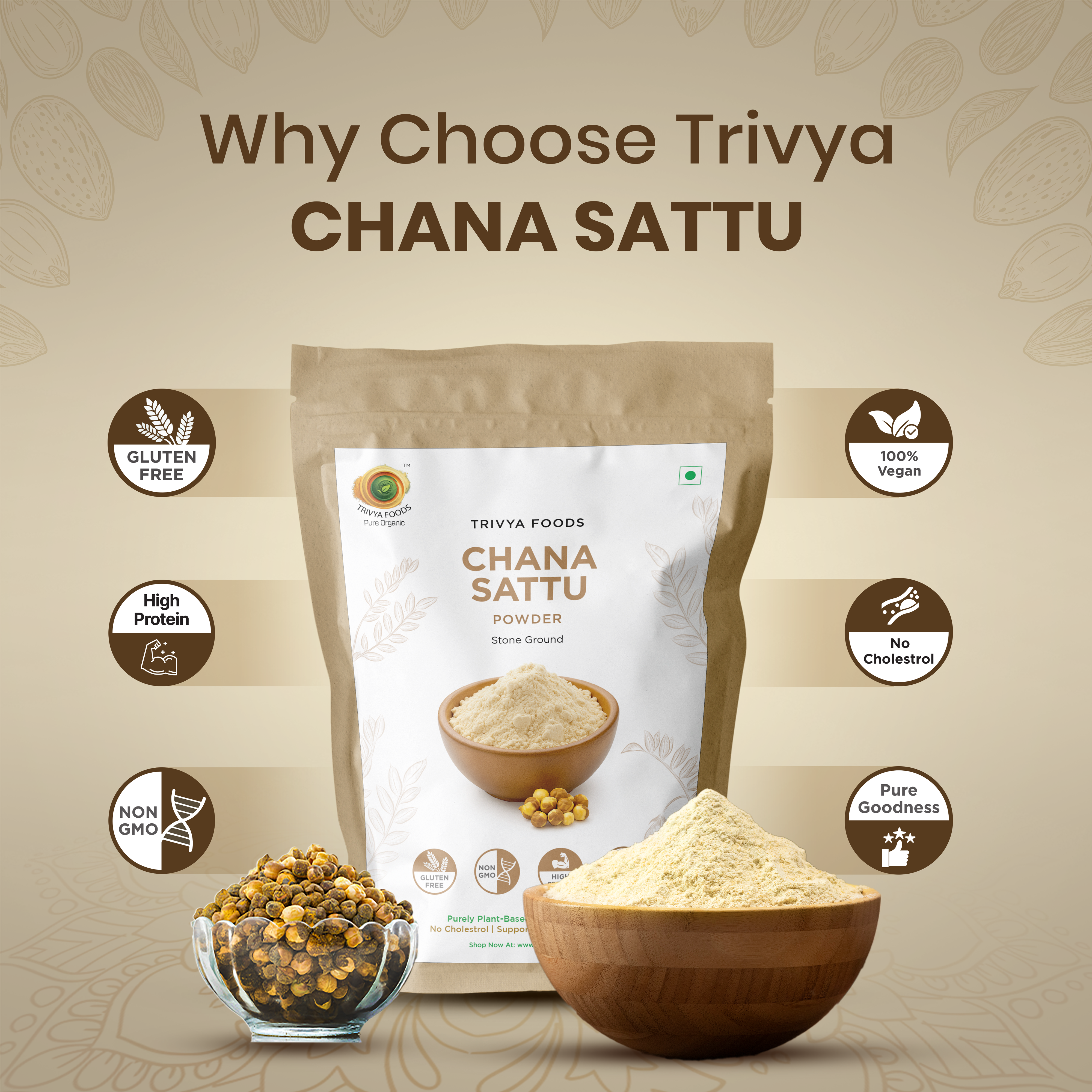 Moringa Powder & Chana Sattu Powder Combo | High Protein Superfood Blend | Natural Energy & Nutrition