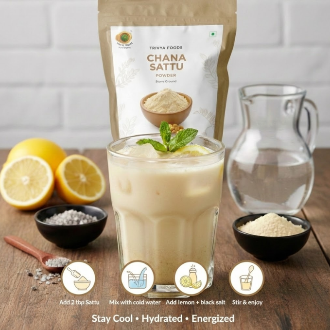 Chana sattu summer cooler drink recipe lemon salt hydration energy