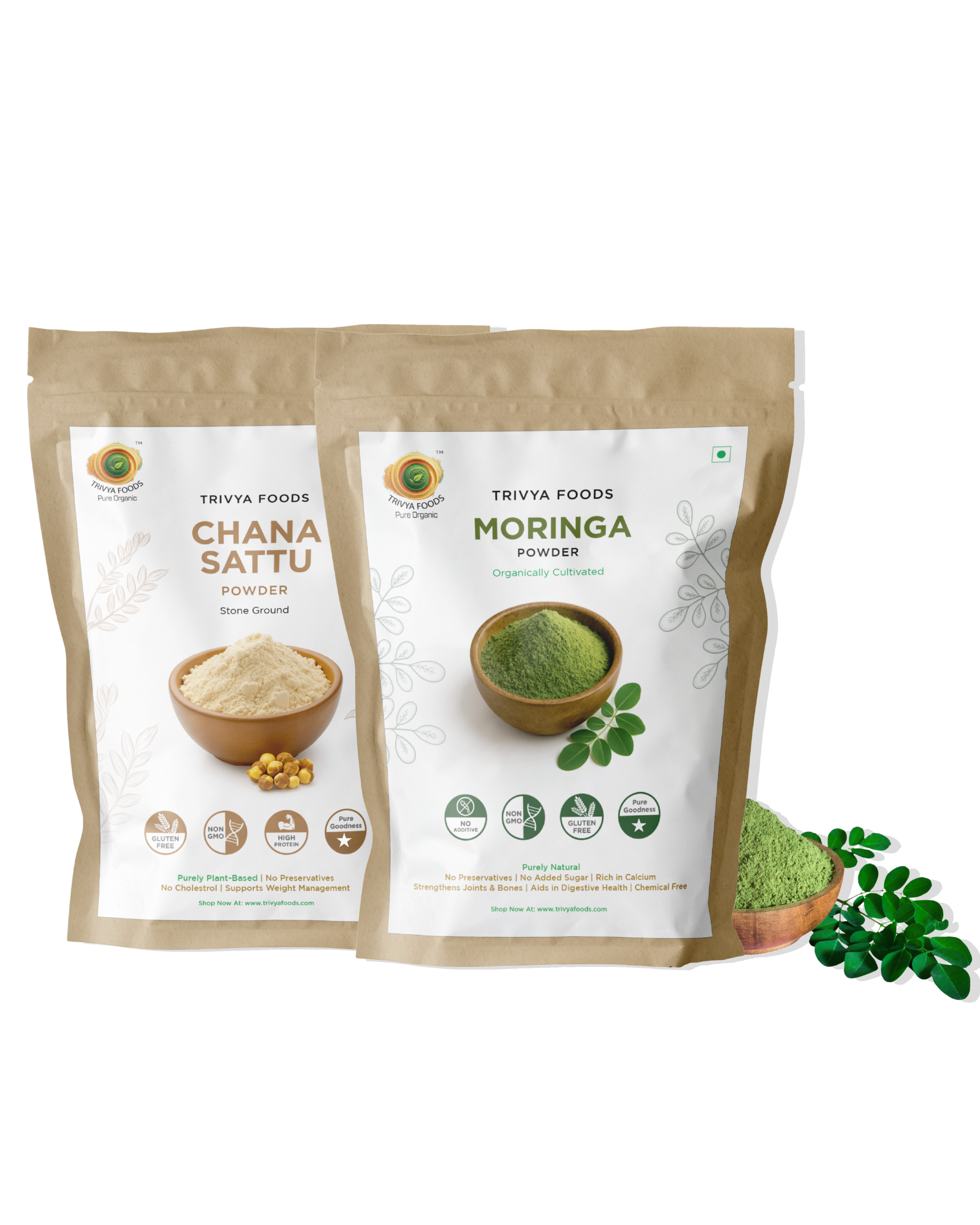 Moringa Powder & Chana Sattu Powder Combo | High Protein Superfood Blend | Natural Energy & Nutrition