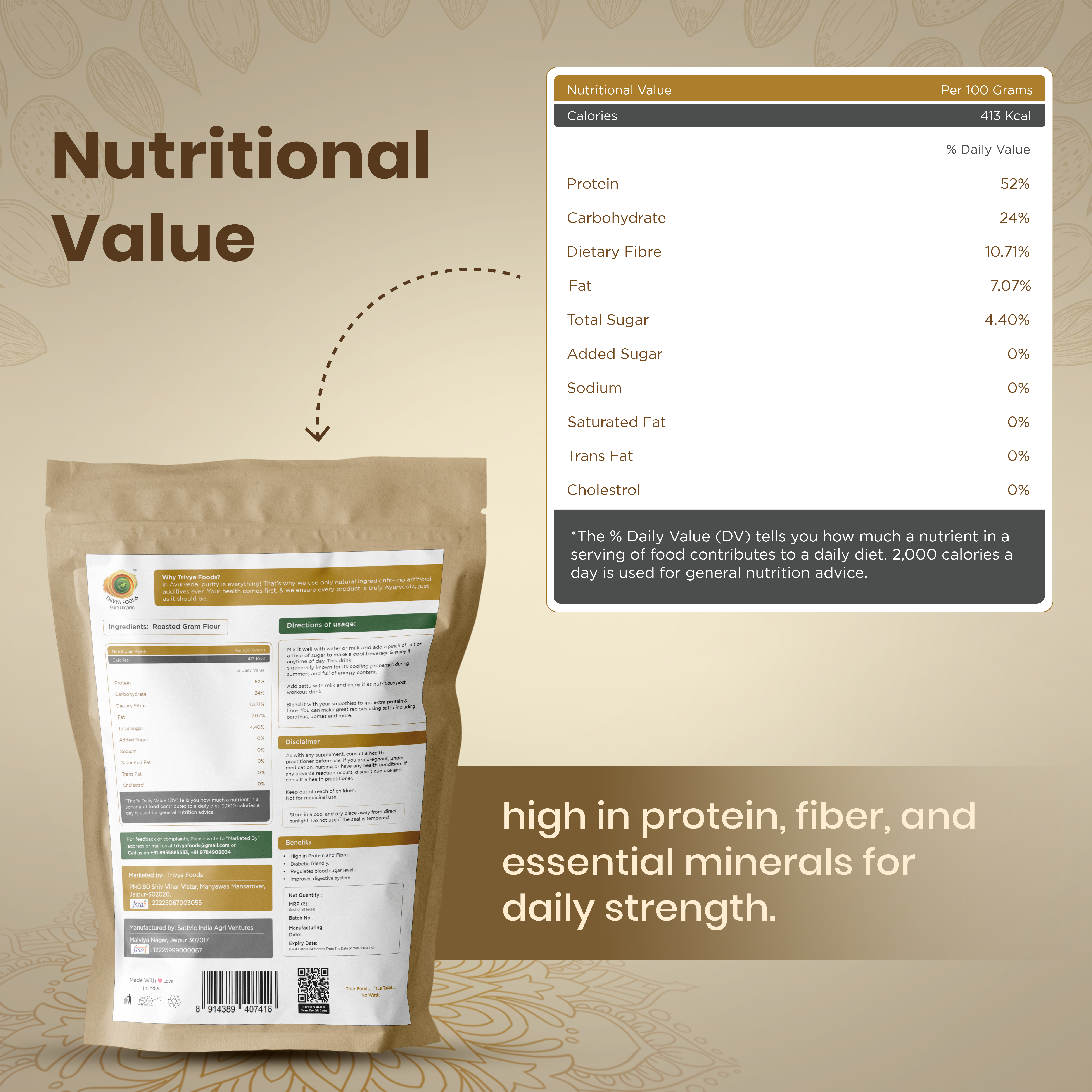 High protein moringa sattu natural energy blend