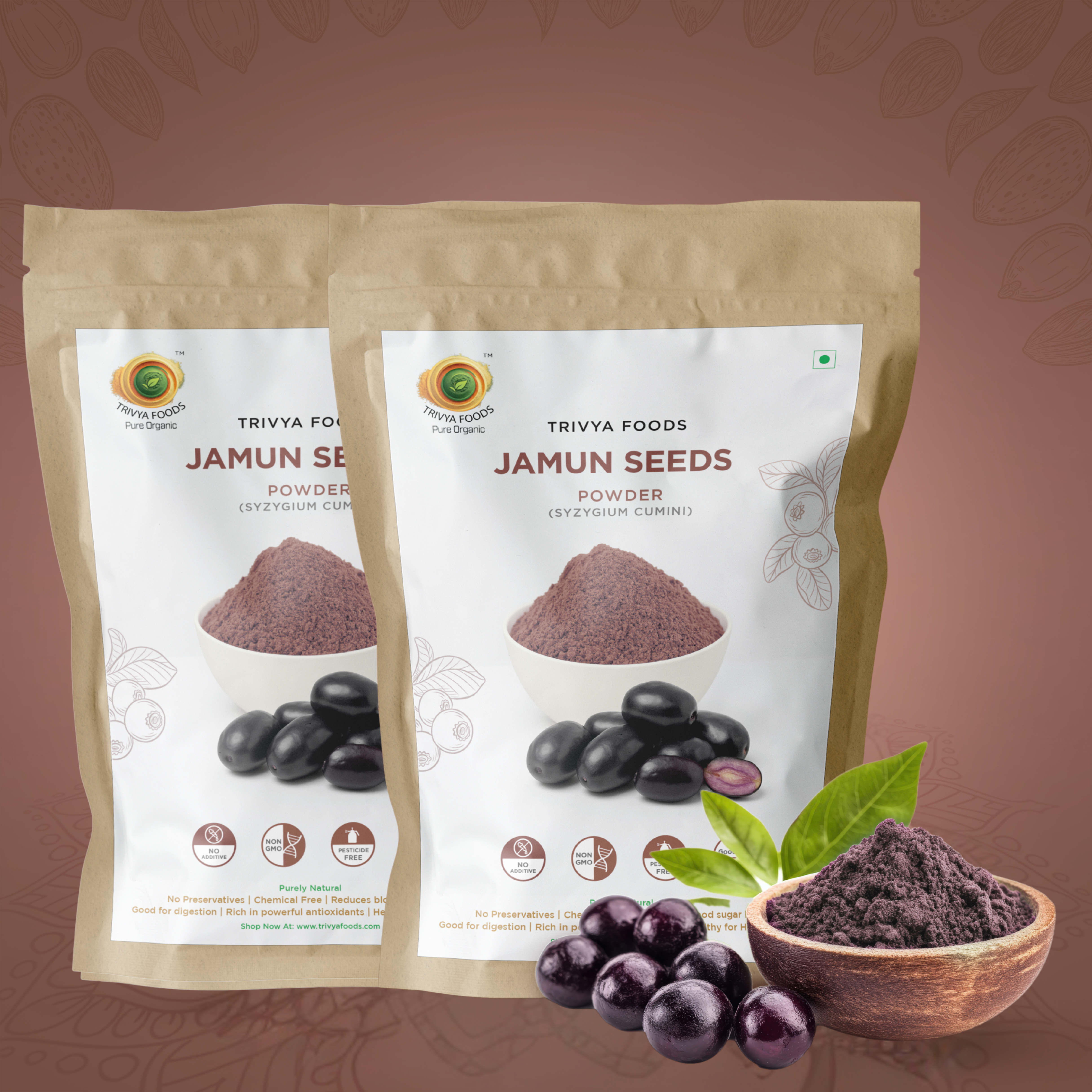 Jamun Seed Powder Pack of 2 | Natural Herbal Supplement for Wellness & Blood Sugar Support