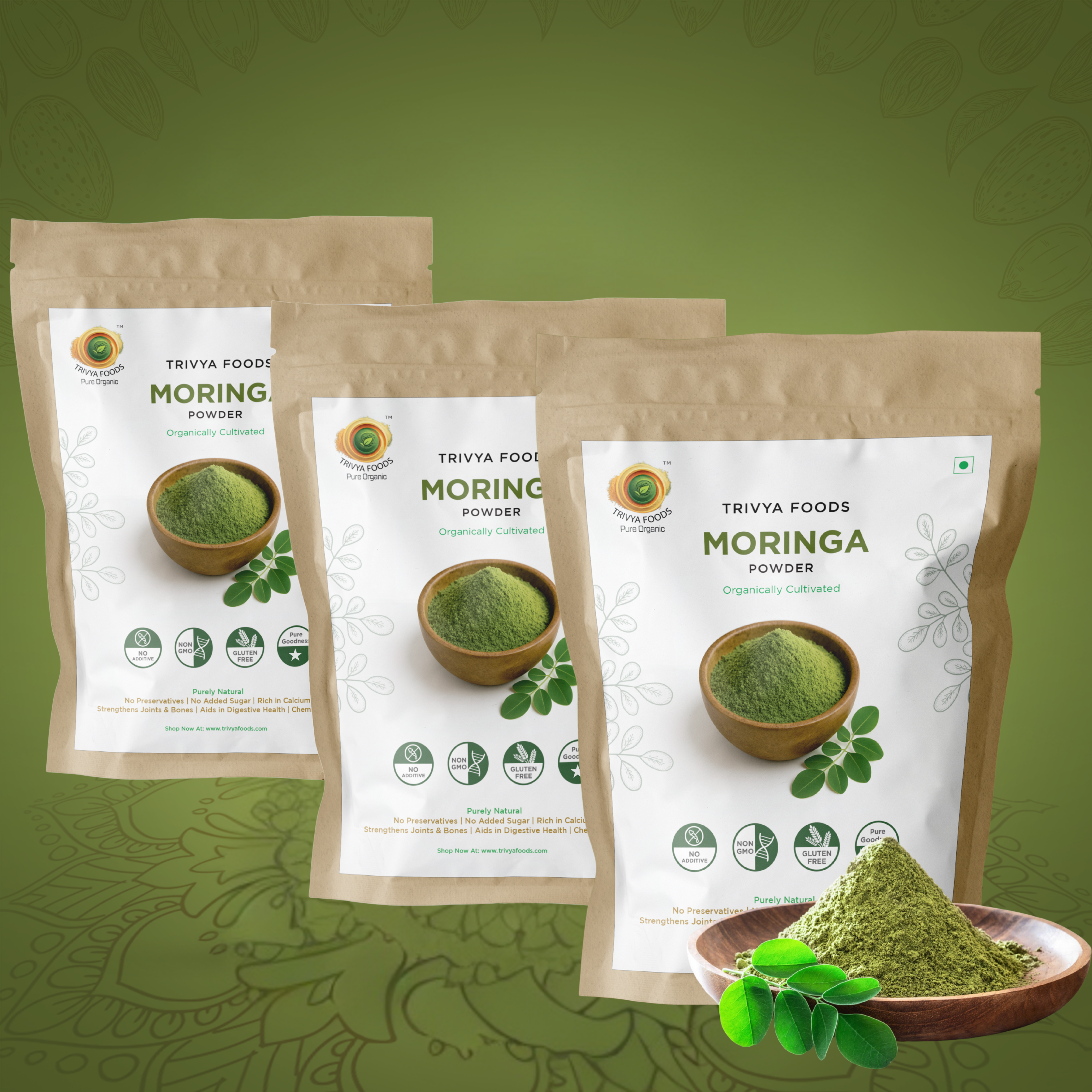 Moringa Powder Pack of 3 | Natural Superfood for Energy, Detox & Immunity Support