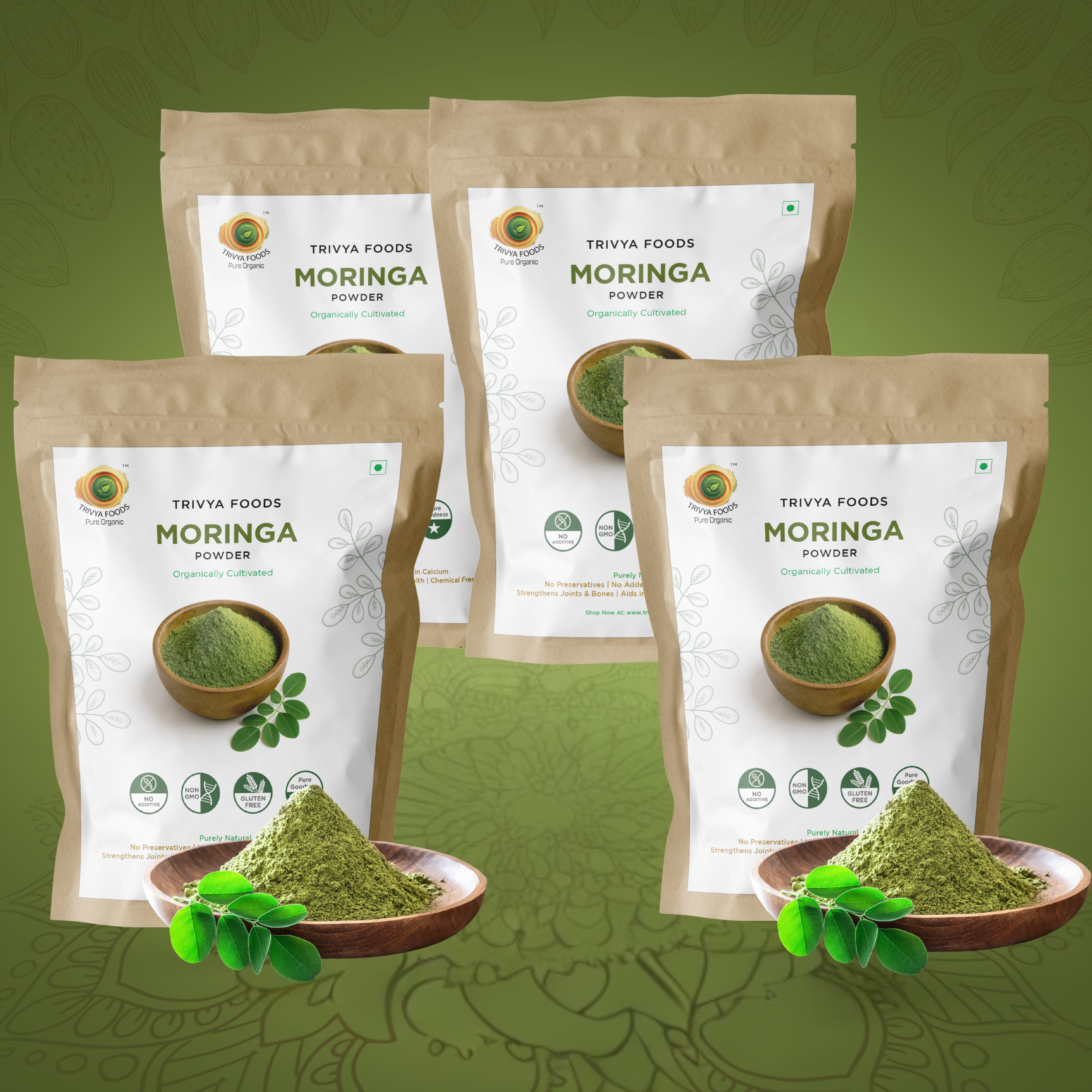 Moringa Powder Pack of 4 | Natural Energy & Immunity Booster | Rich in Vitamins, Minerals & Antioxidants