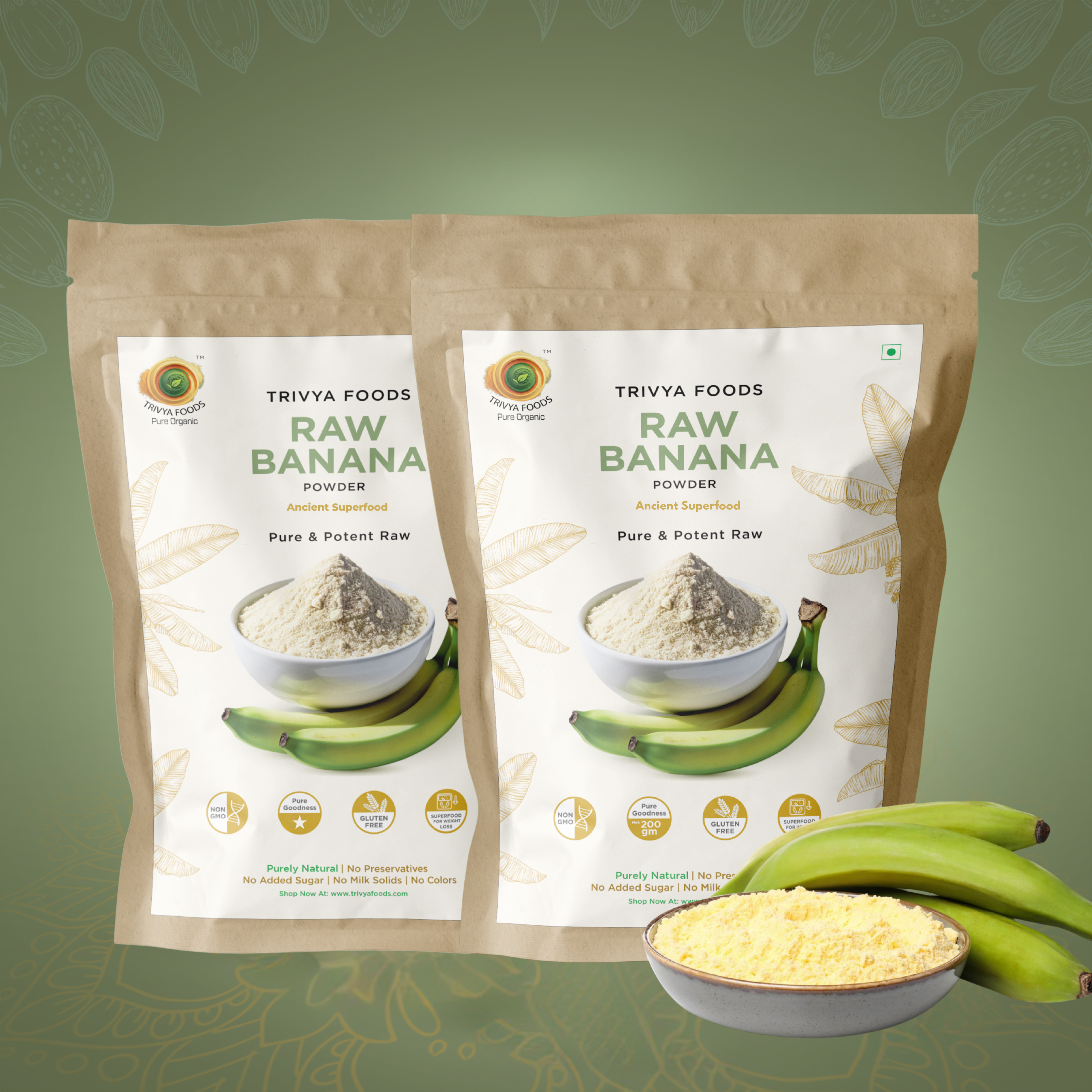 Raw Banana Powder Pack of 2 | Natural Green Banana Flour | Gluten-Free, Baby Food & Healthy Cooking