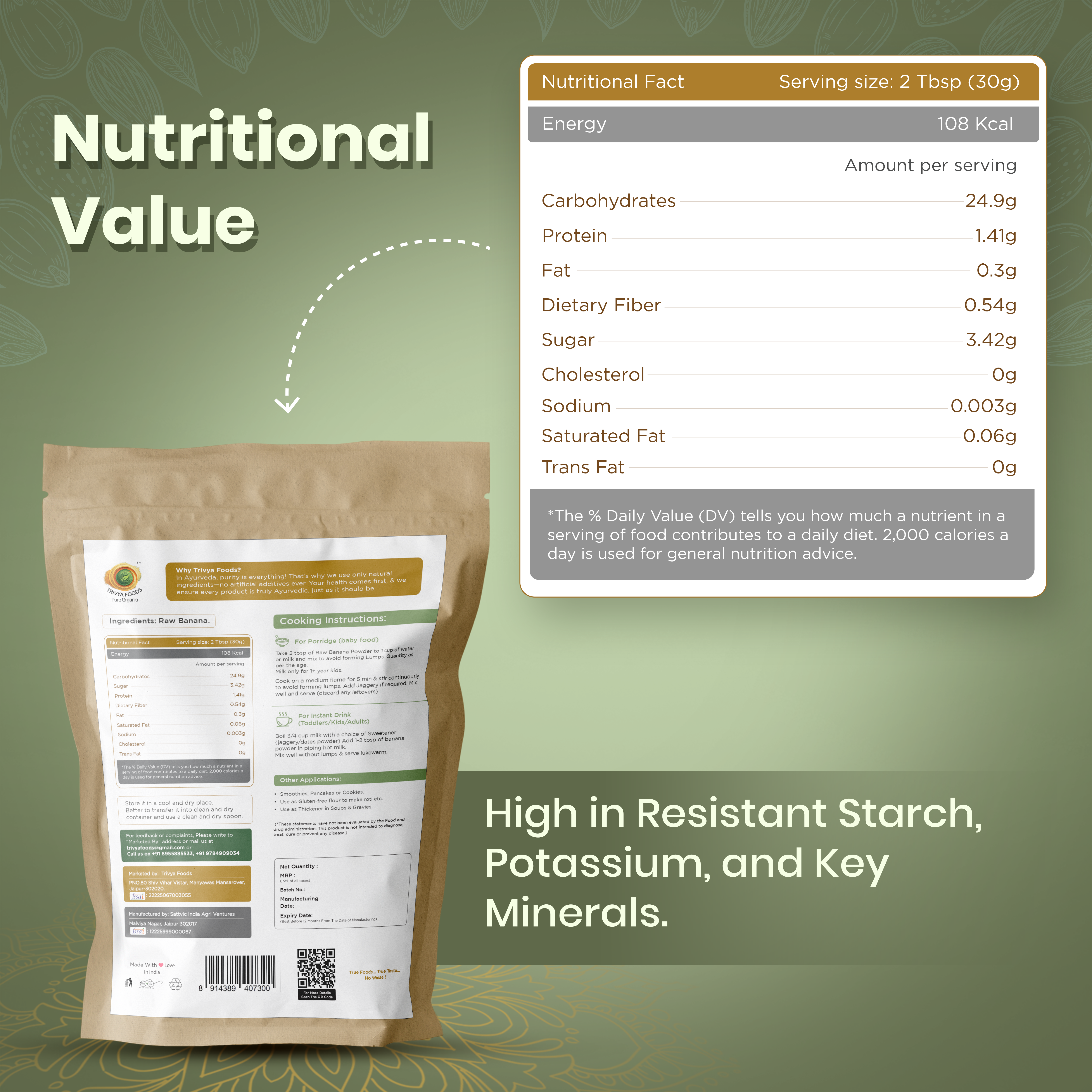 Raw Banana Powder | Natural & Nutritious | Ideal for Baby Food, Weight Management & Healthy Cooking