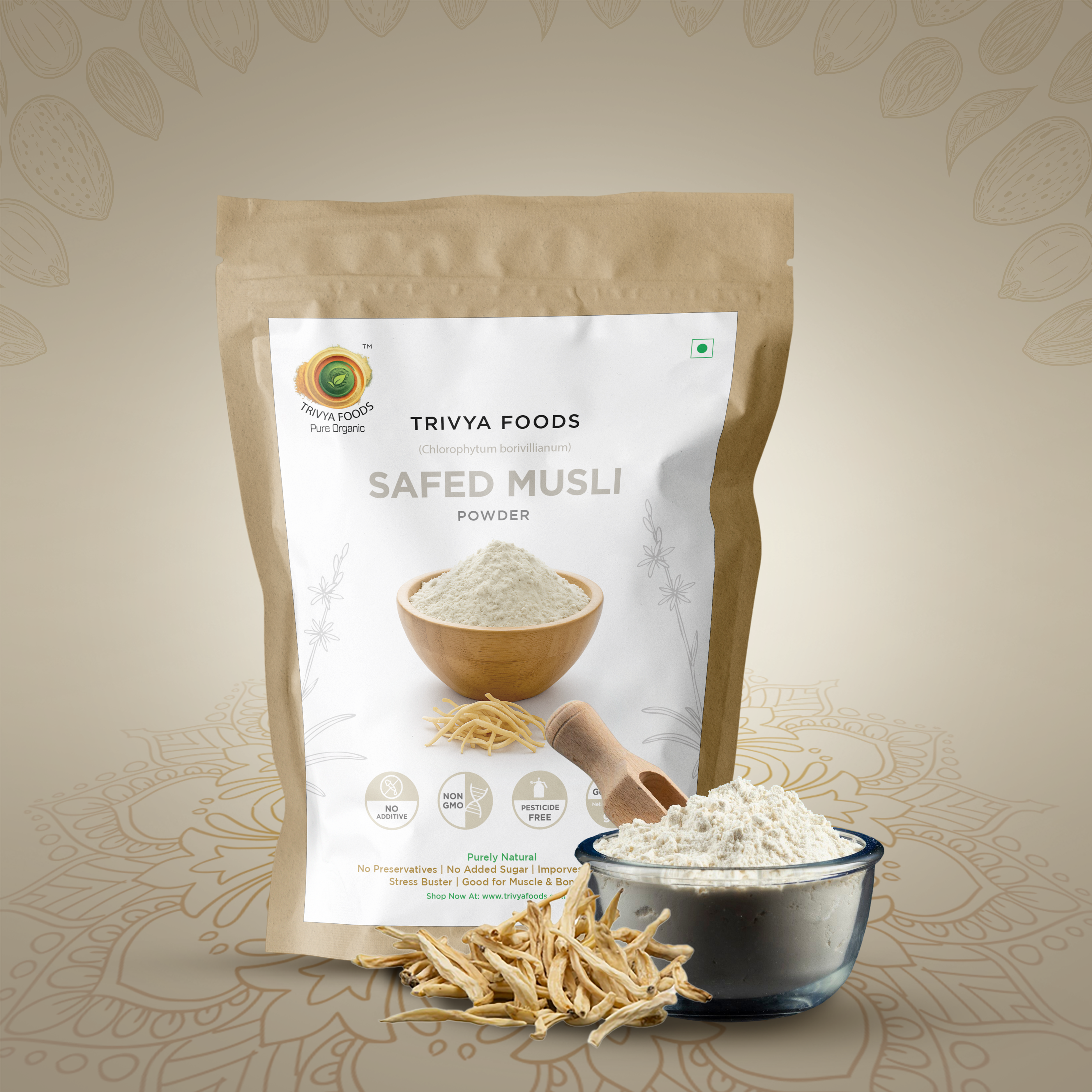 Safed Musli Powder Pack of 3 – Natural Vitality & Wellness Supplement | Ayurvedic Energy & Stamina Booster