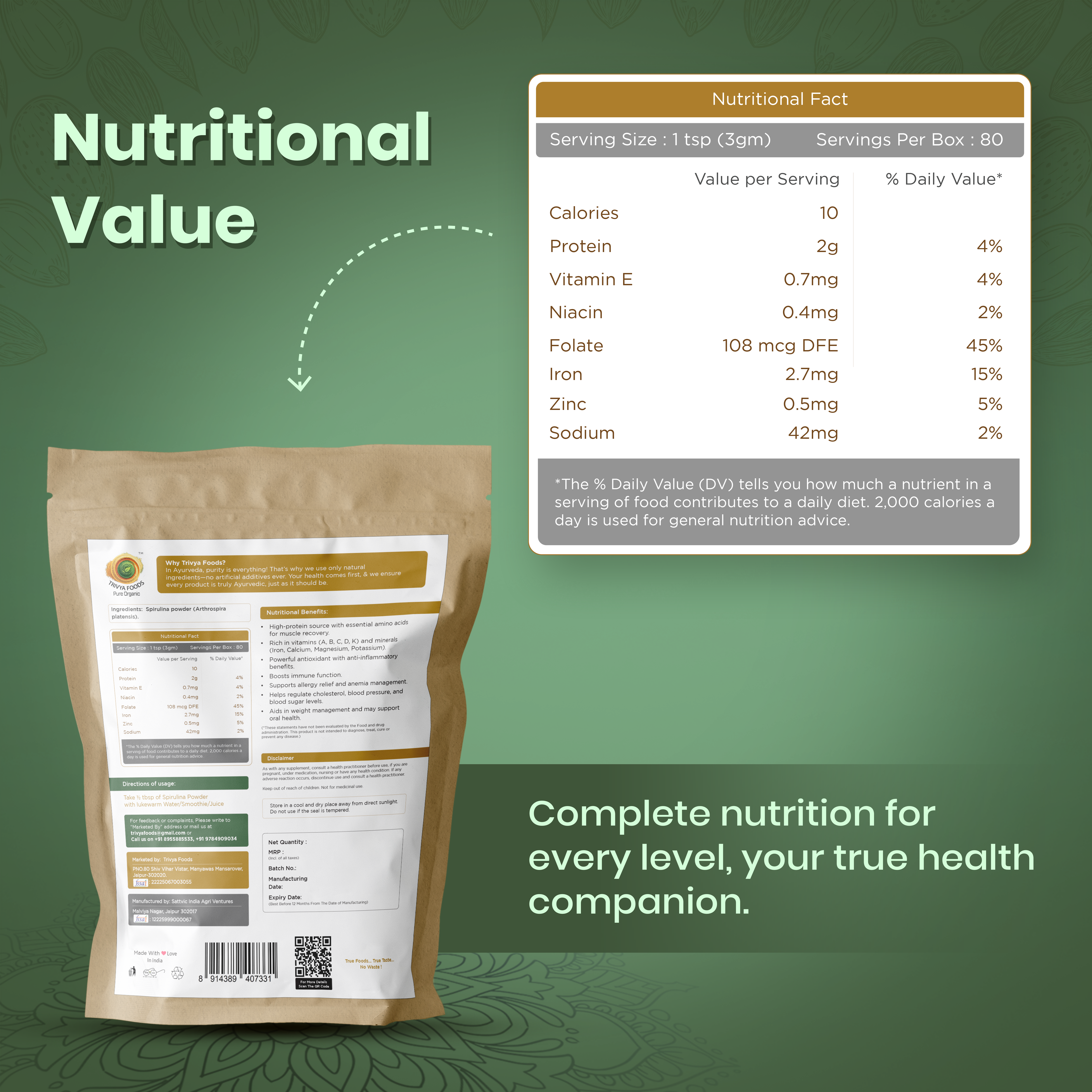 Moringa, Wheat Grass & Spirulina Powder Combo | Superfood Blend for Energy, Detox & Immunity