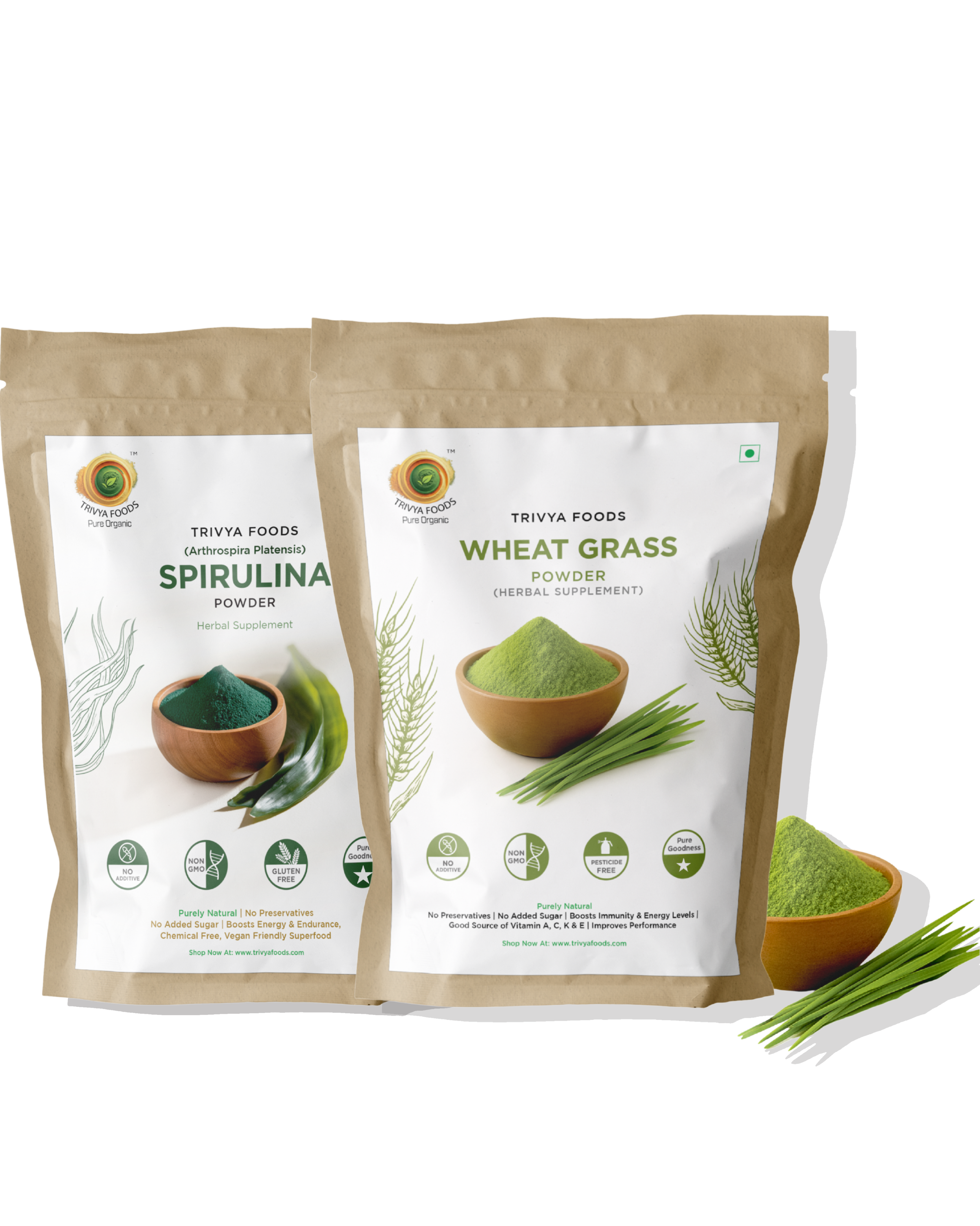 Wheatgrass & Spirulina Powder Combo – Natural Detox & Energy Superfood Blend