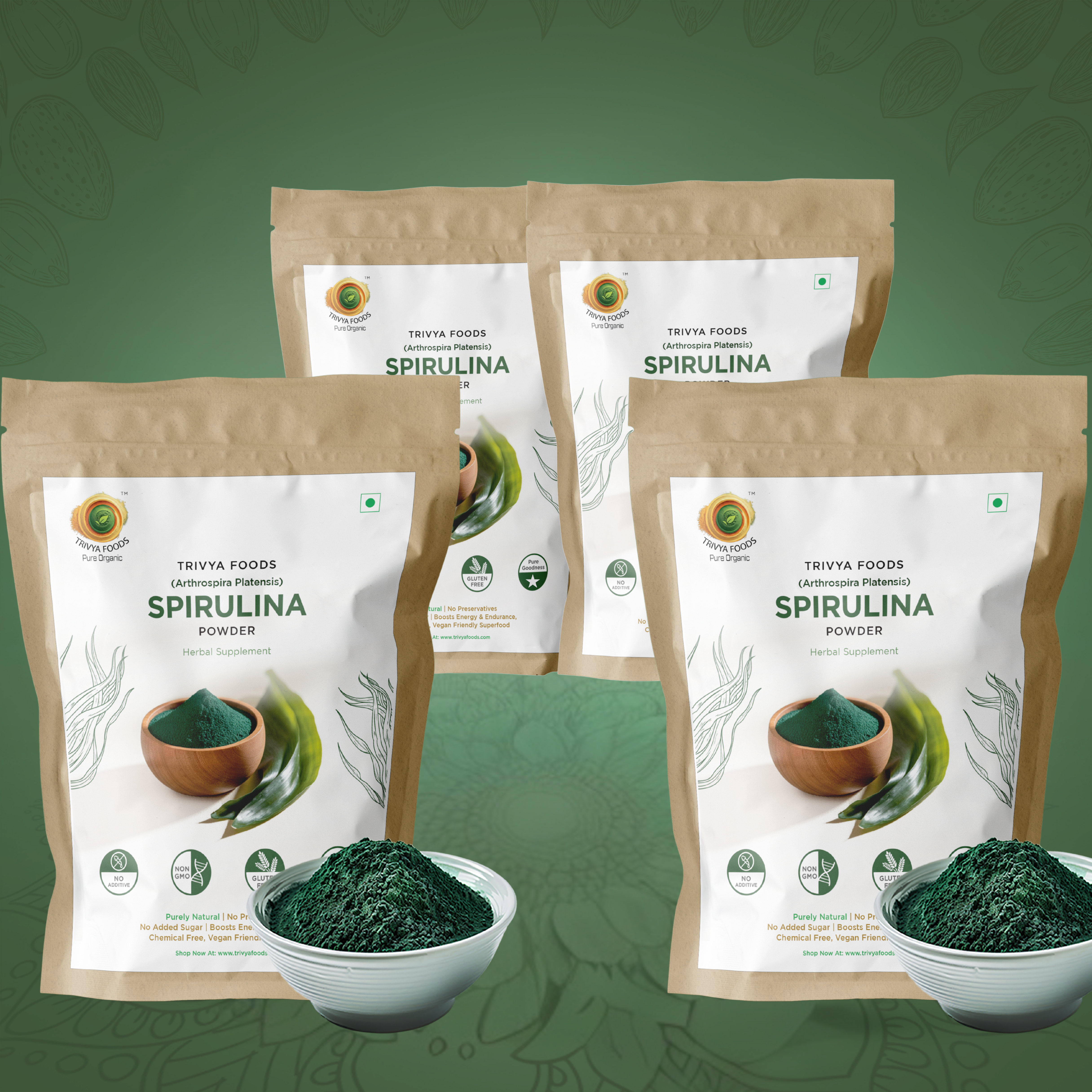 Spirulina Powder Pack of 4 | Natural Superfood for Energy, Detox & Immunity
