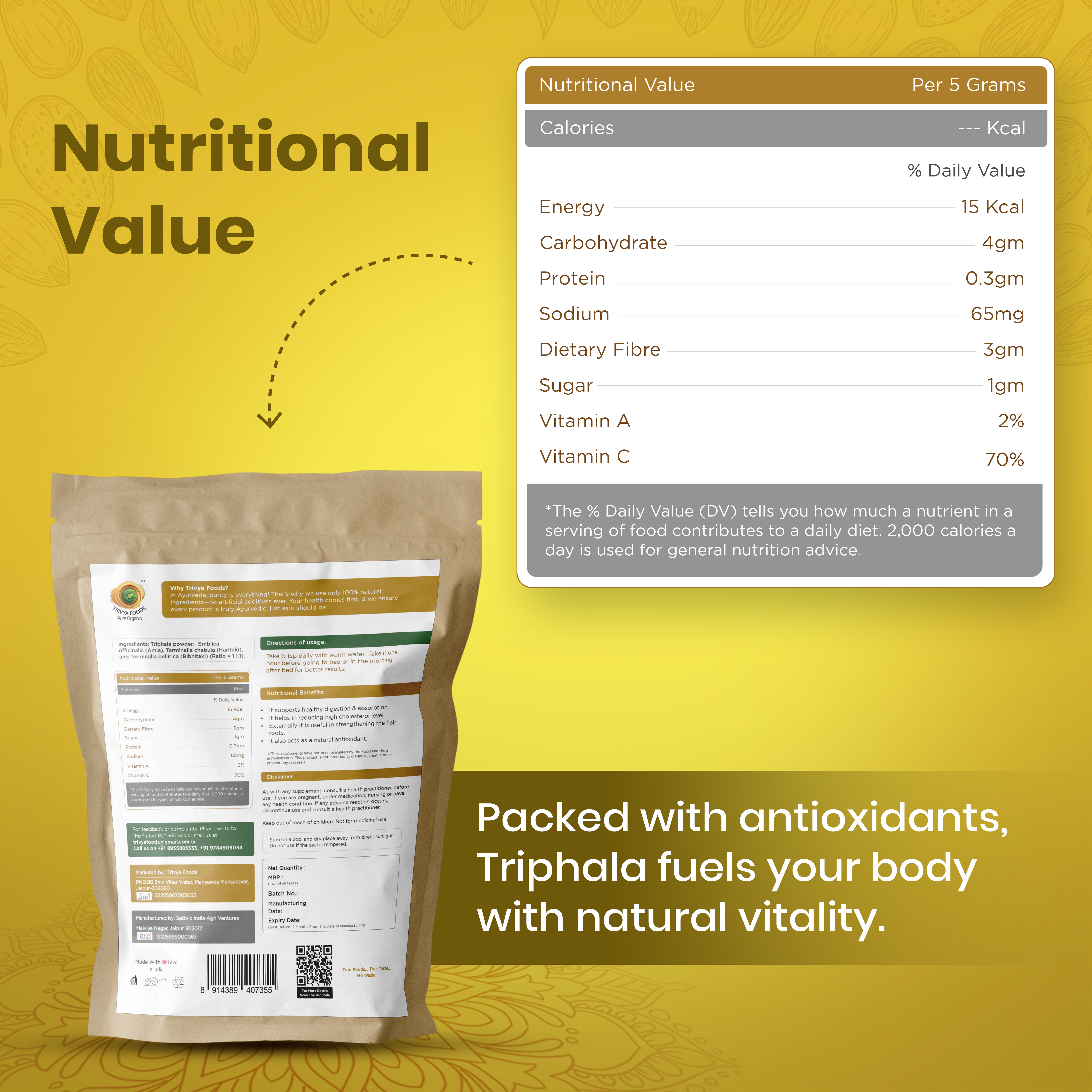 Triphala Powder Pack of 3 | Natural Herbal Blend for Digestion, Detox & Wellness