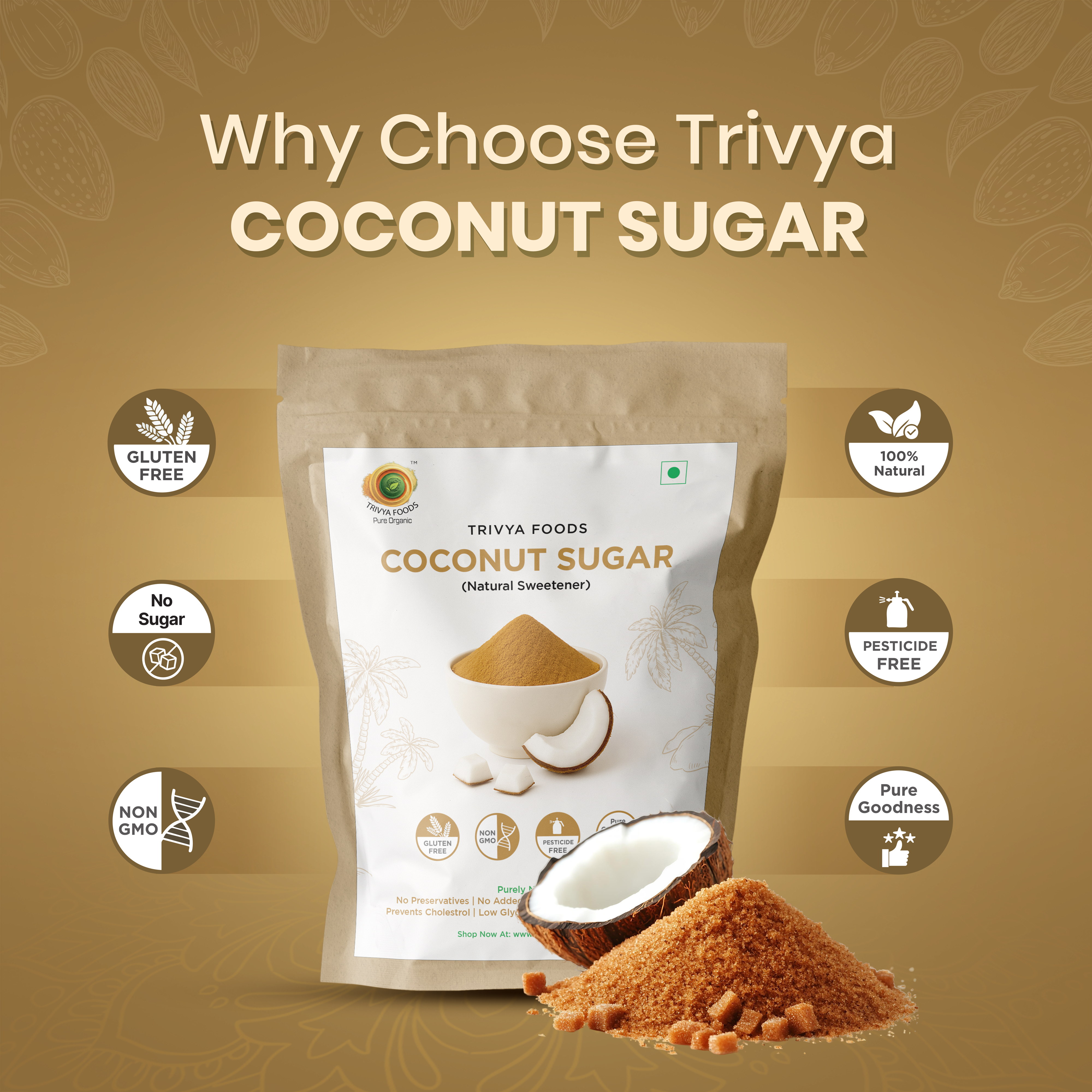 Coconut Sugar | Unrefined, Low Glycemic Sweetener | Healthy Alternative to White Sugar