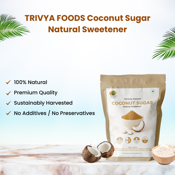 Trivya Foods coconut sugar natural sweetener made from coconut blossoms 300g pack