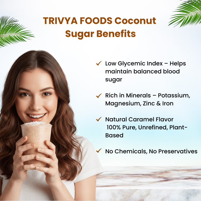Low glycemic index coconut sugar rich in minerals natural plant based sweetener